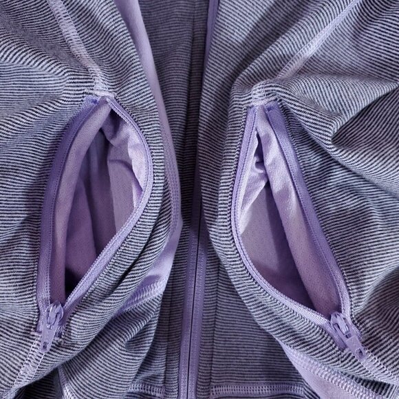 Lululemon Stride Jacket Size 6 Lilac Heathered Coal Wee Stripe Full Zip Hoodie - Picture 8 of 16